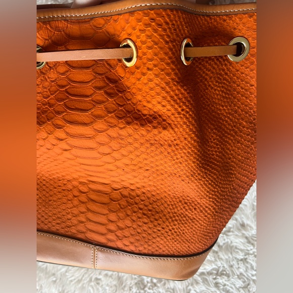Dooney & Bourke Orange Drawstring Bucket Bag - Picture 8 of 9
